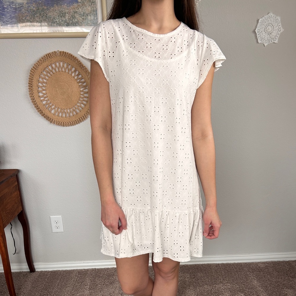White Eyelet Mini Dress